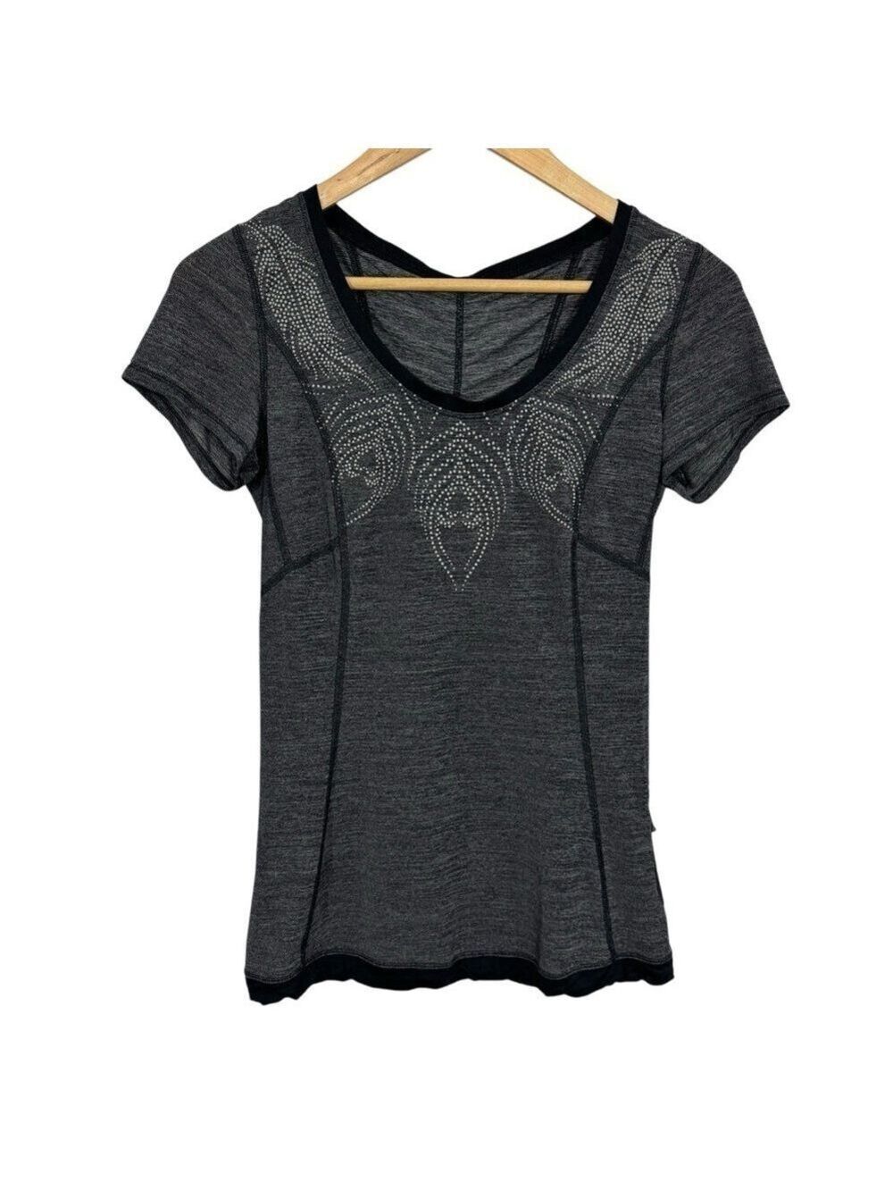 Lululemon Reflective Athletic T-Shirt Sz 4 Grey Running Tee Top Yoga Gym EUC